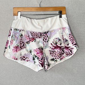 Athleta Running Shorts Womens Small Floral Exercise Workout Key Pocket Lined